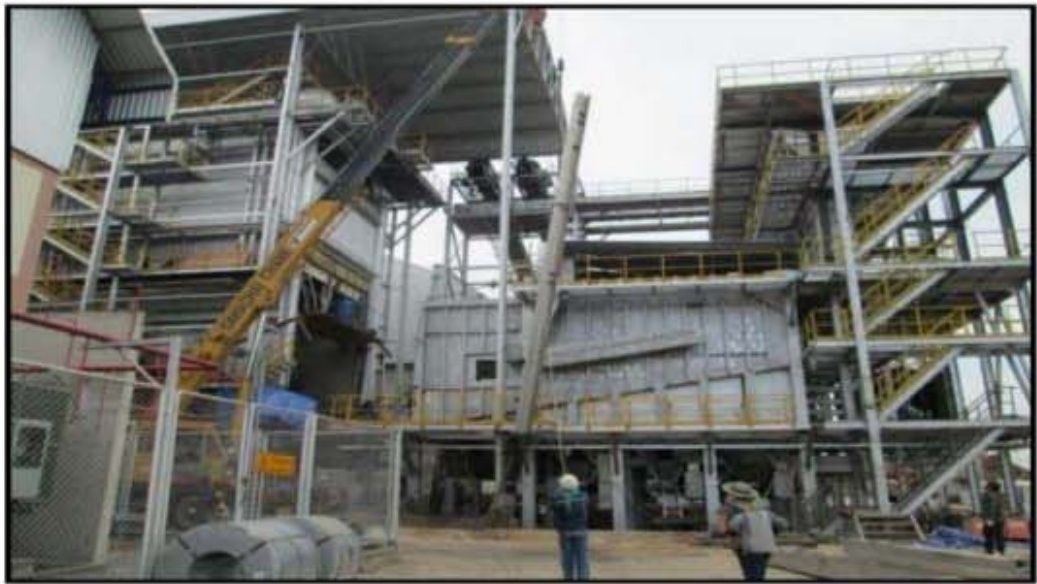 Waste-to-energy plant boiler house during commissioning