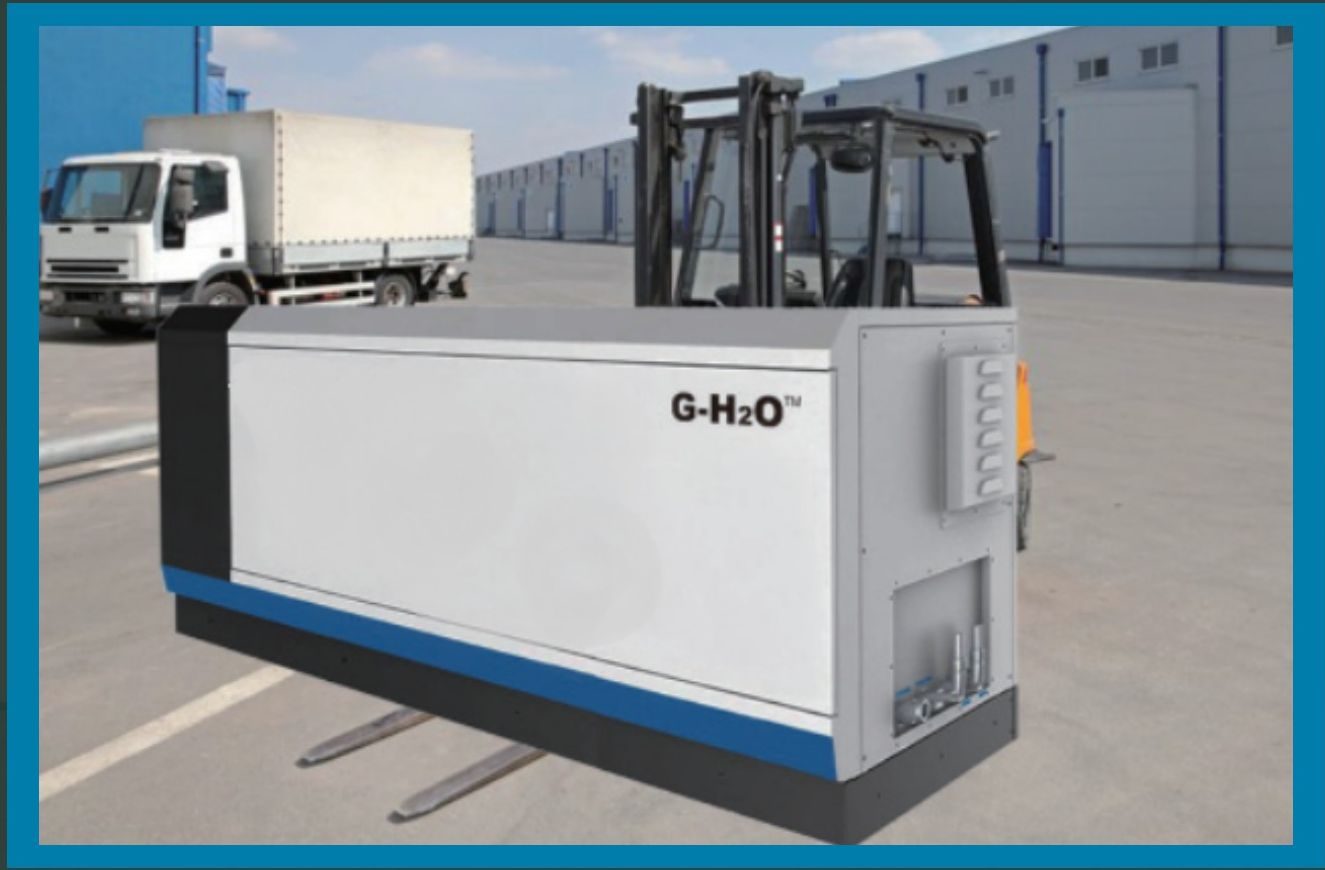 G-H2O unit lifted by a forklift at the factory