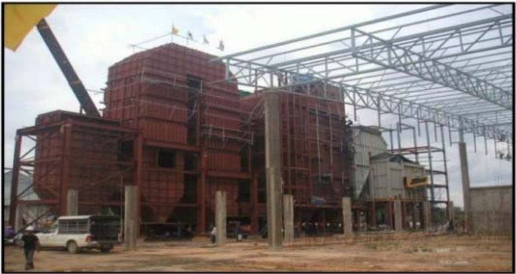 Boiler steel structure erection on site