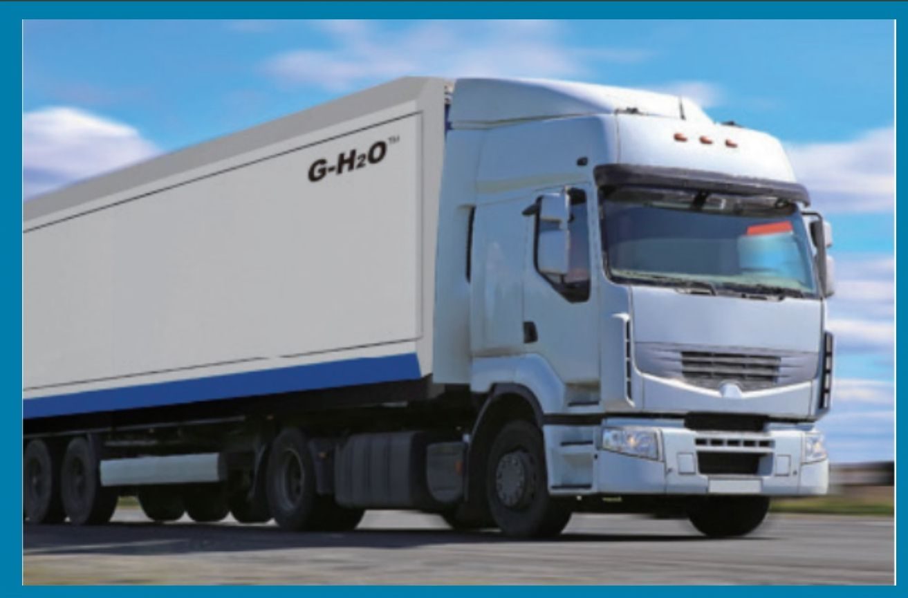 G-H2O container unit transported on a trailer